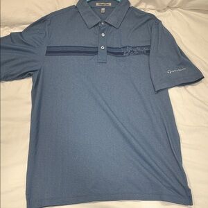 Straight Down Steel Blue Men's Polo Shirt with TaylorMade logo